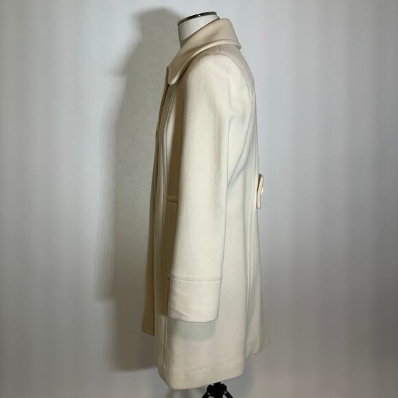 Anne Klein Cream Wool Blend Overcoat Peacoat Pea Coat Formal Womens Size Small S - Picture 3 of 12